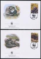 WWF Giant otters block + stamps from block on 4 FDC, WWF: Óriás vidra blokk + blokkból kitépett bélyegek 4 db FDC-n