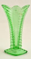 Zöld üveg váza, hibátlan, m: 26 cm