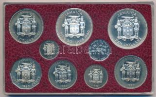 Jamaika 1980. 1c-10$ (9xklf) benne: 10$ Ag "Piroscsőrű szalagoskolibri", eredeti tokban T:...