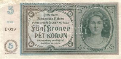 Cseh-Morva Protektorátus/német megszállás 1944. 1K, 5K, 20K "SPECIMEN" lyukasztással T:I,I...