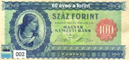 2006. 60 éves a forint, 2 oldalt nyomott, sorszámozott emlékív garniúra