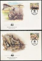 WWF: Szélesszájú orrszarvú sor 4 db FDC-n WWF Broady rhinoceros set 4 FDC