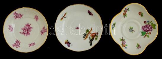 Herendi csészealjak (Rothschild, Eton), 3 db, kézzel festett, jelzett, hibátlan, d: 11 cm