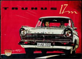 cca 1959 (Ford) Taunus 17 M német nyelvű autó prospektus, papírkötés, megviselt állapotban, foltos/ cca 1959 Brochure of (Ford) Taunus 17 M, in German language, paperbinding, spotty