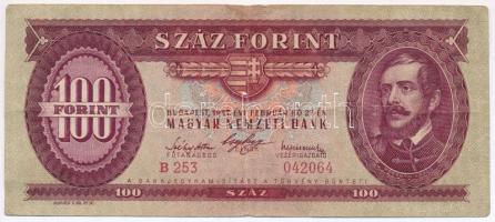 1947. 100Ft T:III,III- Hungary 1947. 100 Forint C:F,VG  Adamo F27