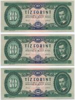 1962. 10Ft (3x) sorszámkövetők T:I,I-