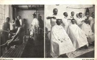 Nagytapolcsány, Topolcany; kórházi fürösztés és hajnyírás / bathing and haircut in the Red Cross hospital + Vörös-kereszt kisegítő kórház Nagytapolcsány Leo-telep (EK)