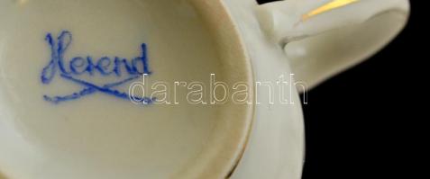 Herendi porcelán zöld virágmintás mokkás csésze + alj, jelzett, hibátlan,