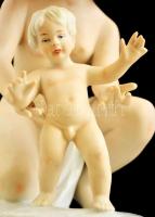 Wallendorf női akt kis gyerekkel, kézzel festett, sérült (letört kis ujjal), jelzett, m:22 cm
