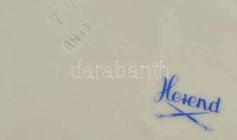 Herendi porcelán csipkebogyómintás porcelán teás csészealj, 2 db, kézzel festett, jelzett, kopásnyom...