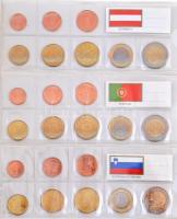 Vegyes 128db-os euró gyűjtemény, országok szerint rendezve, 16 ország teljes sora, négygyűrűs albumb...