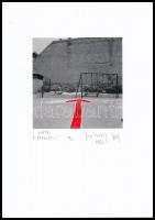 1982 Jankovszky György(1946-): Budapest, Hinta a vörös nyíl 10/2, pecséttel jelzett fotó, feliratozva, kartonra kasírozva, 13x12,5 cm