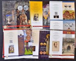 A Magyar Pénzverő ezüst- és színesfém emlékérméivel kapcsolatban kiadott tájékoztató lapok 1992-2017 közötti időszakból, összesen 90 darab