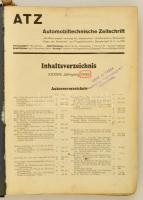 1935 Automobiltechnische Zeitschrift 28. évf. Stuttgart, Franckhsche Verlag, 602 p. Átkötött egészvászon-kötés, kopott borítóval, intézményi bélyegzővel, német nyelven.
