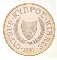 Ciprus 1997. 1Ł Ag "Közöséges levesteknős" T:PP Cyprus 1997. 1 Pound Ag "Green turtle" C:PP Krause KM#72a