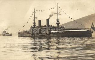 1911 SMS Árpád Osztrák-Magyar Haditengerészet Habsburg-osztályú csatahajója / K.u.K. Kriegsmarine / SMS Árpád Austro-Hungarian Navy Habsburg-class pre-dreadnought. Photogr. Kunstverlag Erich Bährendt, Abbazia (EK)