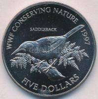 Új-Zéland 1997. 5$ Cu-Ni Nyerges madár T:BU New Zealand 1997. 5 Dollars Cu-Ni Saddleback bird C:BU Krause KM#103