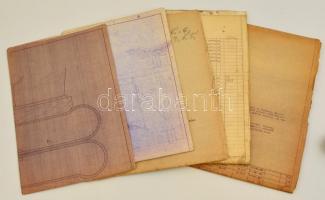 cca 1960-1970 5 db régi tervrajz, 3 db Ganz-MÁVAG jelzéssel, részben motorvonatokhoz, az egyik a bud...