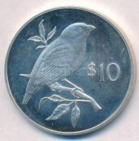 Fidzsi-szigetek 1978. 10$ Ag Kleinschmidt-papagájamandina T:1- Fiji Islands 1978. 10 Dollars Ag Pink-billed parrotfinch C:AU Krause KM#41