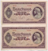 1945. 100P (4x) két darab sorszámkövető pár T:II,II-