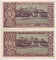 1945. 100P (4x) két darab sorszámkövető pár T:II,II-