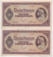 1945. 100P (4x) két darab sorszámkövető pár T:II,II-