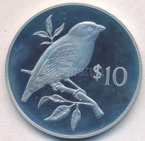 Fidzsi-szigetek 1978. 10$ Ag Kleinschmidt-papagájamandina T:PP enyhe felületi karc Fiji Islands 1978. 10 Dollars Ag Pink-billed parrotfinch C:PP slightly scratched Krause KM#41a
