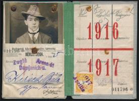 1917 BKVT Budapesti Közútii Vaspálya Társaság fényképes bérletjegy, bélyeggel