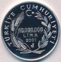 Törökország 2001. 10.000.000L Ag "Mocsári teknős" T:1(P)
Turkey 2001. 10.000.000 Lira Ag ...