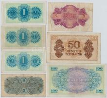 Ausztria / Szövetséges megszállás 1944. 1Sch (3x) + 2Sch + 5Sch + 50Sch + 100Sch T:II-III 
Austria ...
