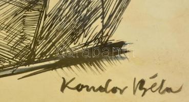 Kondor jelzéssel: Álmodozó. Tus, papír, üvegezett keretben, 28×20 cm