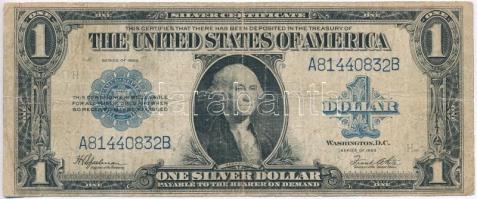 Amerikai Egyesült Államok 1923. 1$ H.V. Speelman - Frank White, kék pecsét Silver Certificate - Nagyméretű T:III,III- USA 1923. 1 Dollar H.V. Speelman - Frank White, blue seal Silver Certificate - Large size C:F,VG Krause 342