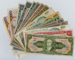 Brazília 16db-os bankjegy tétel, mind klf T:III Brasil 16pcs of banknotes, all diff C:F