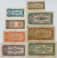 Jugoszlávia 1944. 1D + 5D + 10D + 20D + 50D + 100D + 500D + 1000D T:II-III-
Yugoslavia 1944. 1 Dina...