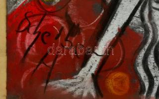 Scheiber jelzéssel: Zuhanás. Pasztell, papír, üvegezett keretben, 40×22 cm