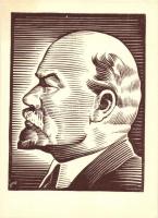 4 db régi Gönczi művészlap a kommunizmus nagy alakjaival / 4 pre-1945 Hungarian art postcards with t...