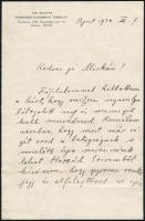 1934 Bp., Rapaics Raymund (1885-1954) botanikus, biológus saját kézzel írt, személyes hangvételű levele