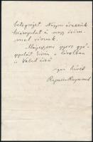 1934 Bp., Rapaics Raymund (1885-1954) botanikus, biológus saját kézzel írt, személyes hangvételű lev...