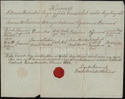 1844 Borsosberénke, Anyakönyvi kivonat viaszpecséttel