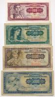 Jugoszlávia 1955. 100D + 500D + 1000D + 5000D T:I-III- Yugoslavia 1955. 100 Dinara + 500 Dinara + 1000 Dinara + 5000 Dinara C:UNC-VG