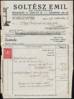 1927 Soltész Emil Gépészmérnök, díszes fejléces számla, okmánybélyeggel, 29x21,5 cm