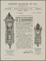 cca 1910-1920 Szigeti Nándor és Fia aranyműves órás, a kereskedelmi és iparkamara szakbecsüsének reklámlapja