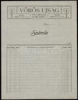cca 1910-1920 A Vörös Újság nyomdájának kitöltetlen számlája