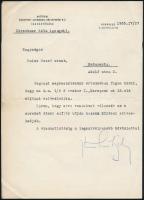1935 Az Autotaxi Budapesti Automobil Közlekedési Rt. Igazgatósága által írt levél