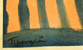 Tihanyi jelzéssel: Fekvő nő. Akvarell, papír, üvegezett keretben, 16×22 cm