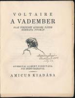 Fáy Dezső (1888-1954) festő, grafikus dedikálása Voltaire: A vadember című könyvtöredékén