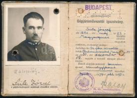 1939 Bp., Fényképes gépjárművezetői igazolvány tűzoltó számára