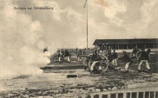 Artillerie bei Schiessübung / Osztrák-magyar tüzérségi lőgyakorlat a háború küszöbén / K.u.K. artillery shooting practice at the field (fl)