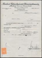 1927 Törekvés Takarékpénztár Rt., díszes fejléces számla, okmánybélyeggel, 29,5x23 cm