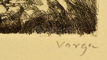 Varga Nándor Lajos (1895-1978): Kiűzetés. Rézkarc, papír, jelzett, 12,5×12,5 cm